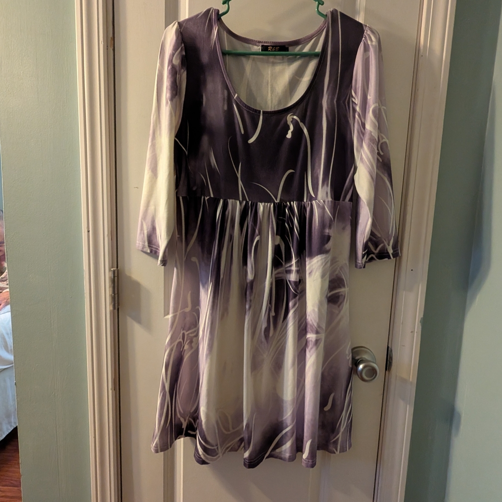 Purple and White Abstract Dress